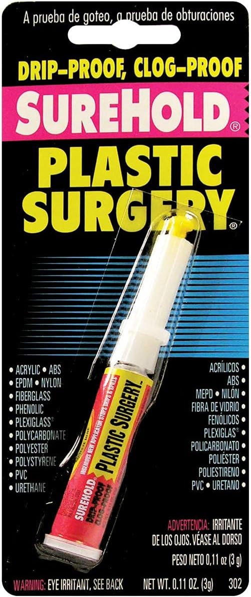 Plastic Surgery Glue - Liquid Bonder for PVC, Wood, Metal & Mirror, 3 Gram, Pack of 6
