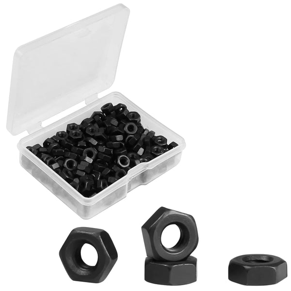 Yinpecly 200pcs M3-0.5 Hex Nut, Carbon Steel Grade 8.8, Black Oxide, M3x0.5mm Hex