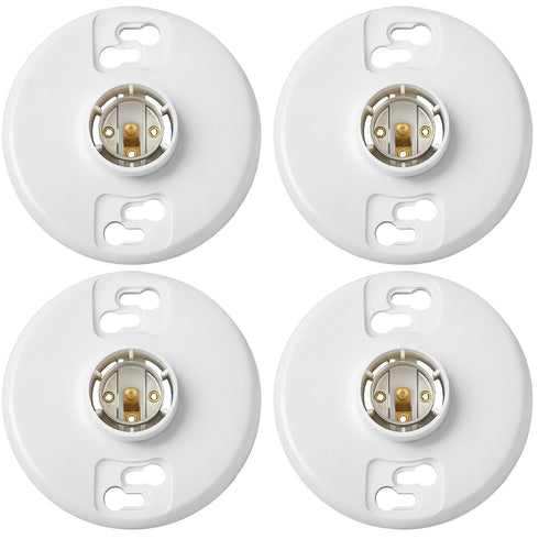4 Pcs 660w 250v Medium Base E26 Lampholder Keyless Top Lamp Holder Ceiling Light Sockets White Phenolic