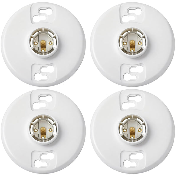 4 Pcs 660w 250v Medium Base E26 Lampholder Keyless Top Lamp Holder Ceiling Light Sockets White Phenolic