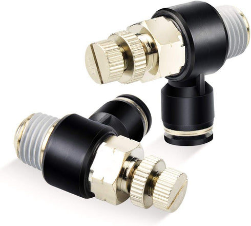TAILONZ PNEUMATIC 3 Pack SL-3/8-N2 Push to Connect Air Line Fitting, 3/8 Inch OD 1/4 Inch NPT Elbow Valve