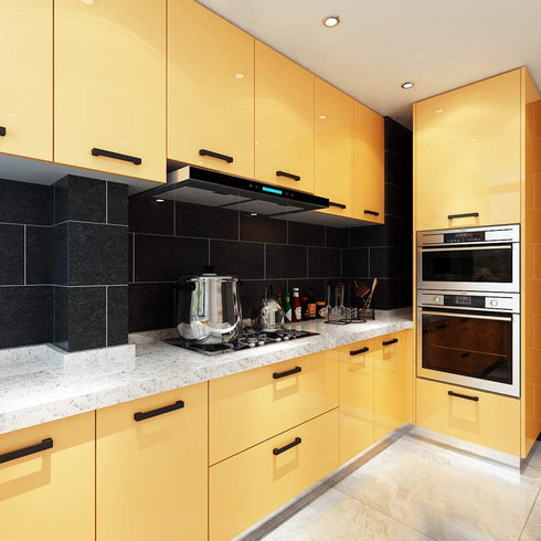 LaCheery Glossy Yellow Contact Paper, 15.8"x80" Waterproof Peel and Stick Wallpaper for Kitchen Cabinets and Furniture