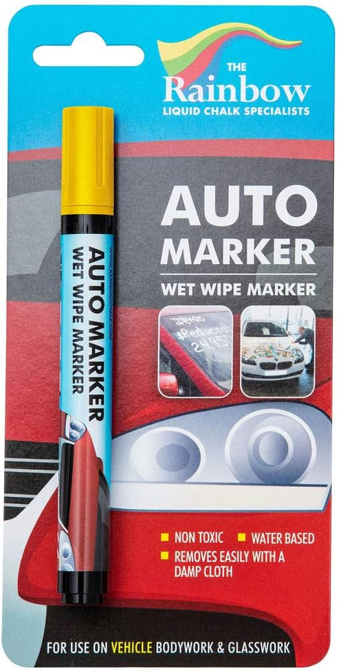 Window Markers for Glass, Washable Car Window Paint Pen for All Surfaces, Yellow Fine Tip