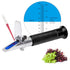 Refractometer for Grape Wine Brewing, Measures Sugar Content, Dual Scale 0-40% Brix & 0-25% vol Alcohol