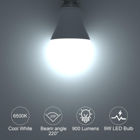 ORALUCE A19 LED Light Bulb, 60 Watt Equivalent, E26 Base, 6500K Cool White, 12 Pack