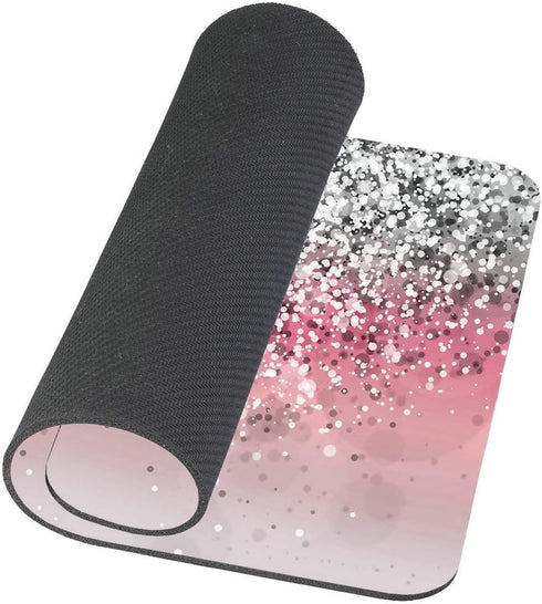 Pink Glitter Background Customized Mouse Pad - Non-Slip Rubber Gaming Pad, 9.5 X 7.9 Inch