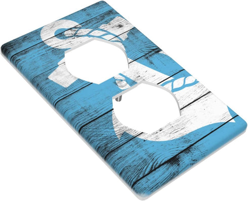 Board Nautical Anchor Single Duplex Outlet Light Switch Plate Cover Decor Wall Plate Cover For Home Bedroom Kitchen Decorative 4.5 * 2.76 Inch by TOLONDINA