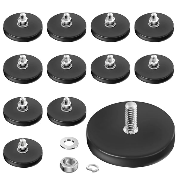 AHIER 12Pack Rubber Coated Magnets, Neodymium Magnet Base with M6 Threaded Studs,