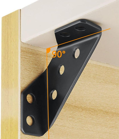 12pcs Corner Brackets with Screws, Wood Furniture Connectors Stabilizers, Stainless Steel Floating Shelf Hardware