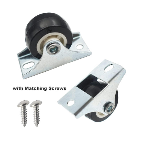 Floyutin 1 inch Rigid No-Swivel Plate Casters, Small Rubber Wheels for Furniture (6 Packs)