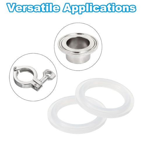 10pcs 34mm 19mm PATIKIL Tri Clamps Gasket, OD ID Sanitary TC Tri Clamps Gasket Tri Pipe Silicone Ferrule Washers Tube