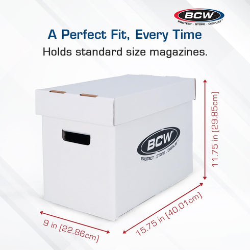 BCW Magazine/Document Storage Box, Durable Cardboard Filing Box, 1-Pack