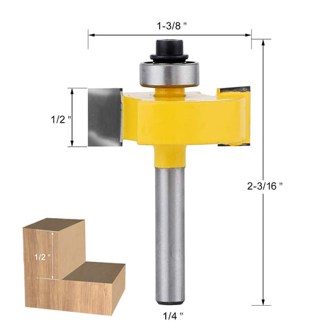 1/4-Inch 6 Set 1/8", 1/4", 5/16", 3/8", 7/16", 1/2" Shank Rabbet Router Bit with Bearings - Interchangeable Bearings