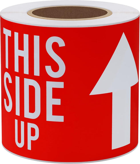 Hybsk This Side Up Warning Stickers - 3x5 Inch for Shipping and Packing, 100 Per Roll