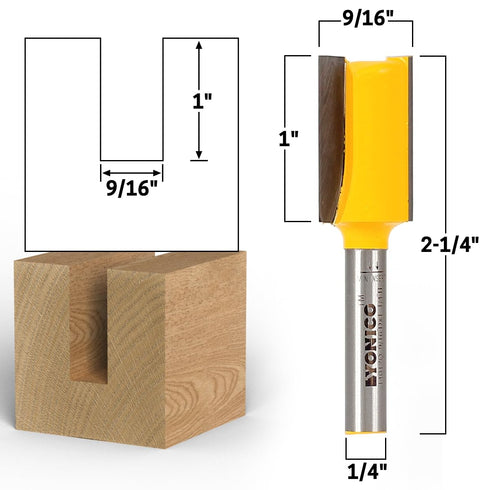9/16-Inch 1-Inch 1/4-Inch 14012q Yonico Straight Router Bits Diameter X Height Shank