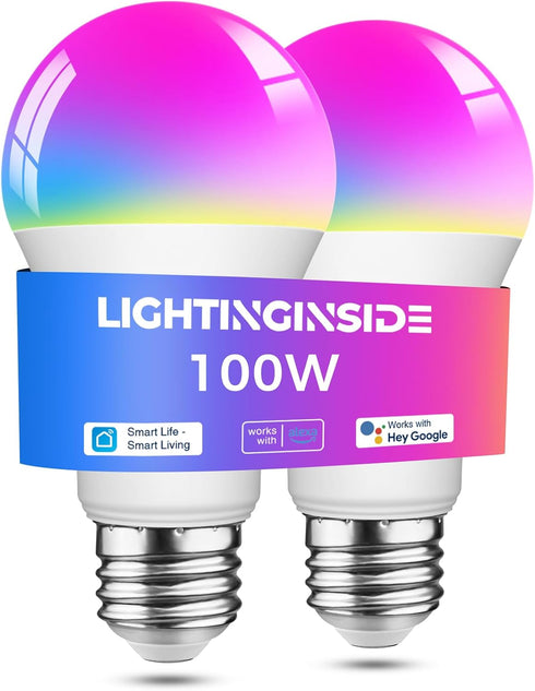Smart Bulb 100W Equivalent, 1350LM 11W WiFi Smart Light Bulbs, Color Changing, Compatible with Alexa, 2PCS