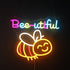 Dimmable "Bee-utiful" Happy Bumblebee Neon Light - Cute & Punny LED Wall Art for Kitchen, Bedroom, Nursery Decor, USB