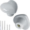 2pcs Light Grey Ceramic Cabinet Knobs, Heart Shaped Drawer Pulls for Kitchen, Cute Vanity Knobs for Kids Girls Bedroom