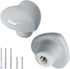 2pcs Light Grey Ceramic Cabinet Knobs, Heart Shaped Drawer Pulls for Kitchen, Cute Vanity Knobs for Kids Girls Bedroom