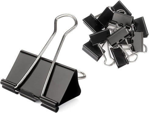 ZZTX Small Size Black Binder Clips, 1.0 Inches, 36 Pack Paper Clamps