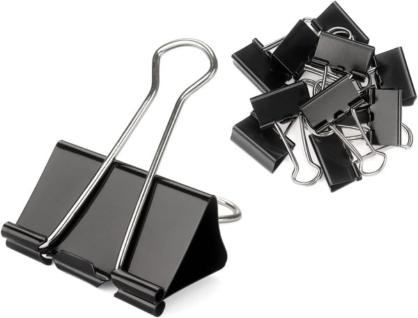 ZZTX Small Size Black Binder Clips, 1.0 Inches, 36 Pack Paper Clamps