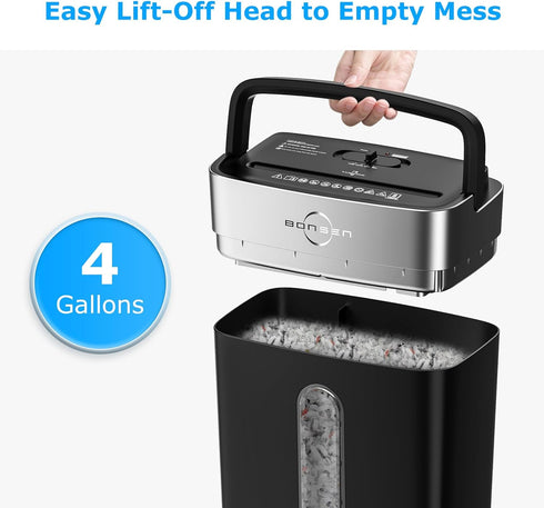 BONSEN 8-Sheet Crosscut Shredder for Home Office, Small Paper Shredder with 4 Gallons Wastebasket