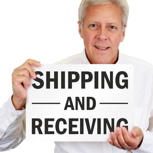 SmartSign-S-5803-AL-14 "Shipping And Receiving" Sign | 10" x 14" Aluminum Black on White