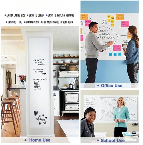 Magnetic Dry Erase Whiteboard Paper, 12" x 18" Self Adhesive for Office, Kitchen Fridge, Kids Drawing with Accessories