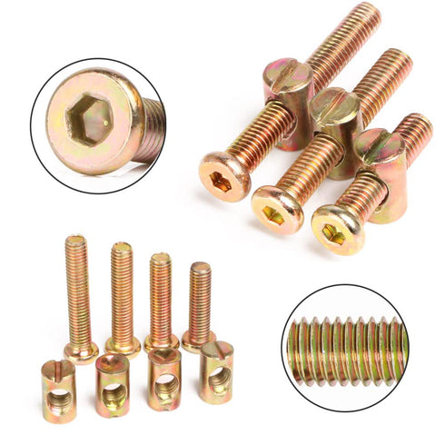Tsurpcao -25 Set M6x40mm/50mm/60mm/70mm/80mm Crib Screws Hardware Replacement Kit Hex Drive Socket Cap Furniture Barrel