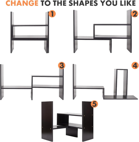 ShellKingdom Desk Shelf Organizer, Desktop Shelves, Adjustable Desktop Corner Shelf, Bookshelf Storage Rack and Cubicle