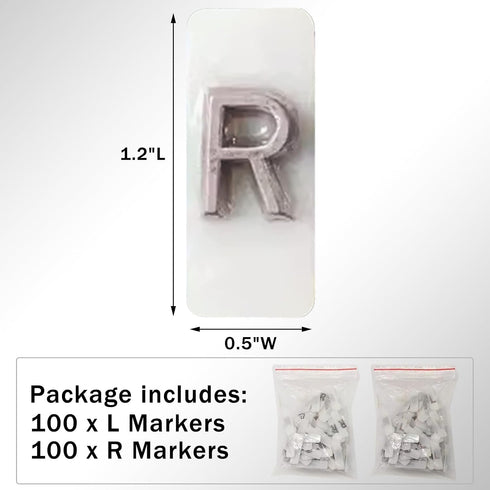 100Pcs X-ray Markers with Initials - Lead Letters "L" & "R" Sign, Radiology Darkroom Supplies, for Each Letter
