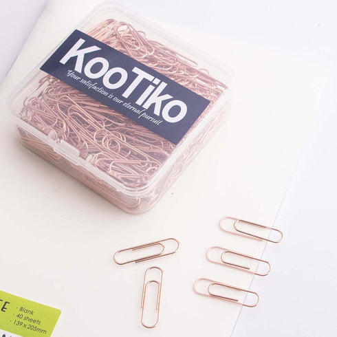 Rose Gold Cute Paper Clips, 300 Pcs Smooth Stainless Steel Paperclips for Office, School, Home Supplies