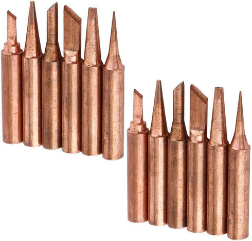 Yakamoz 12Pcs Soldering Tips Kit 900M Lead-Free Copper Solder Iron Tip Replacement Accessories for Solder Station