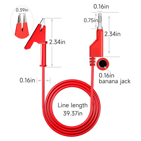 Goupchn 5PCS Test Leads, 4mm Stackable Banana Plug to Crocodile Alligator Clips, Flexible Cable Wire