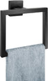 Matte Black Square Hand Towel Holder, Bathroom Towel Ring, SUS 304 Stainless Steel Wall-Mounted Accessories