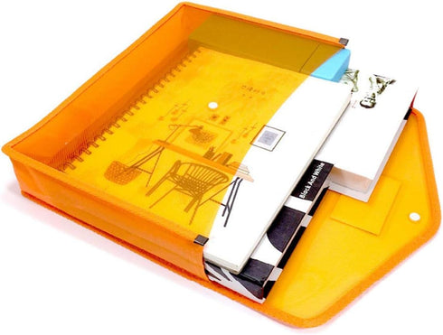 TIENO 2pcs Legal Envelopes, Plastic Expandable Folder with Pockets, Snap Closure File Wallet, Business Organizer, Orange