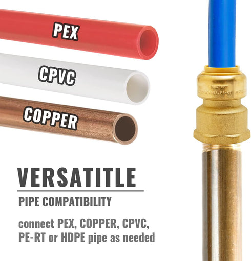 SUNGATOR 3/4 Inch x 1 Inch FNPT Adapter, No Lead Brass Push-to-Connect Female Plumbing Fittings