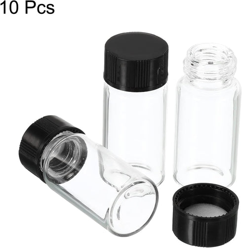 PATIKIL 5mL Reagent Media Bottle, 10 Pack Round Glass Storage Bottles Plastic Screw Cap for Lab Home, Clear by PATIKIL