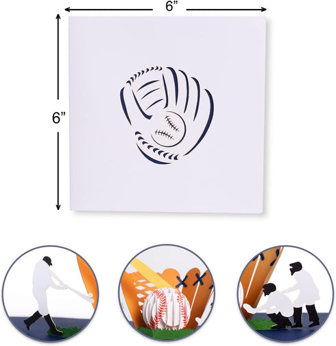 CUTE POPUP Baseball Pop Up Card, Premium Italian Paper Handcrafted Gift for Family and Friends