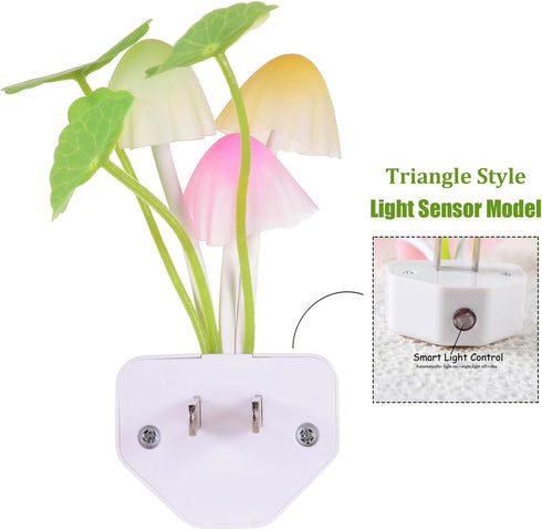 Warmstor 2 Pack Mushroom Night Light Plug-in, Lotus Leaves/Water-Weeds Mushrooms Colors Changing Nightlight Colorful