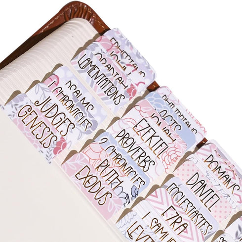 Idyllic Grace Bible Tabs - 90 Tabs, Gold Foil Lettering, Glossy Laminated, Durable, Christian, Catholic, Index Labels