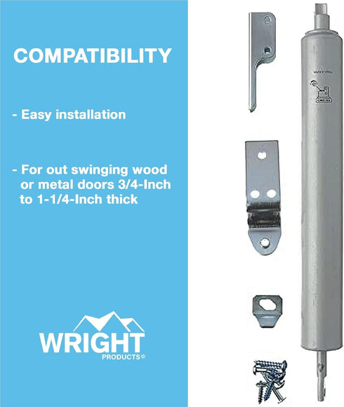 Wright Products VJ1020CAL Pneumatic Screen Door Closer for Wood or Metal Out Swinging Doors