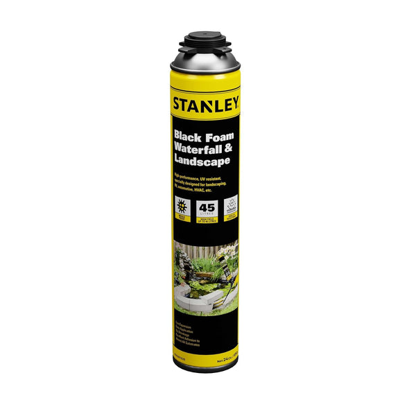 STANLEY Black Spray Foam Sealant - 1 Pack, 24 Oz, UV Resistant Waterfall Foam for Landscaping, Gun Use NOT Included