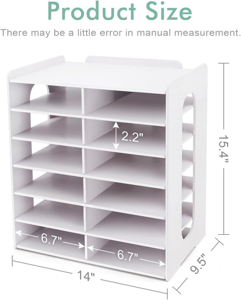 SONGWAY Desktop Mail Sorter Organizer - Small File Organizer with 12 Slots for Desk Bills and Ink Pad Storage