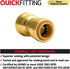 QuickFitting 1/2 Inch Push to Connect Coupling, Patented Design for Superior Sealing, 5-Pack Brass Fittings