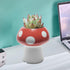 Cute Mushroom Pencil Holder for Desk, Ceramic Pencil Cup Decoration Accessories, Red Mushroom Decor Succulent Plant Pot