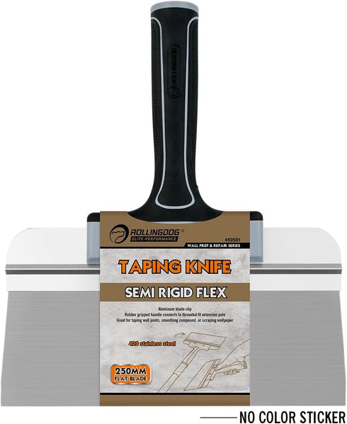 ROLLINGDOG 10 Inch Drywall Taping Knife - Stainless Steel Blade with Threaded End for Extension Pole, Ideal for