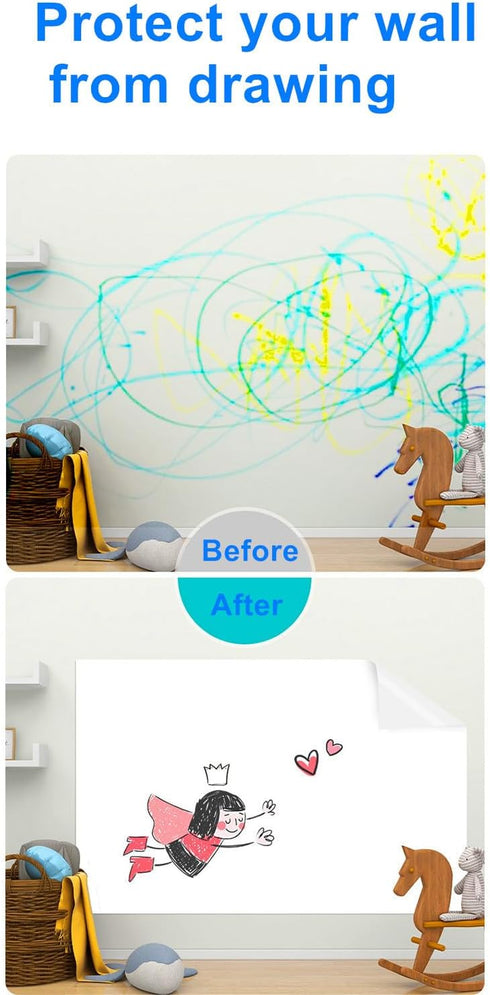 White Board Wallpaper 24” x 40” Dry Erase Sticker, Peel and Stick Self Adhesive Chalkboard Contact Paper for Home Office
