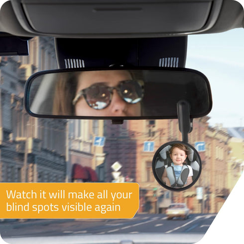Peleg Design Watch-It Monitor Mirror, Clip-On Cubicle, Computer Rear-View mirror, Convex for Personal Safety