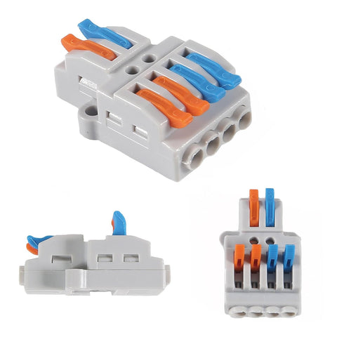 DIANN 20pcs 2 4 28-12 Lever Wire Connectors in Out Quick Wiring Cable Connector AWG Push-in Conductor Terminal Block